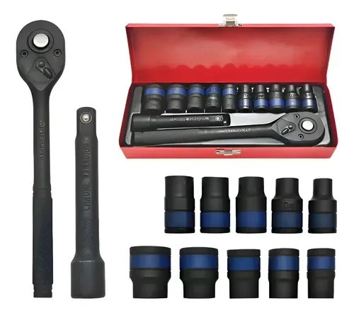 Kit Soquete Sextavado 1/2 Com Catraca 12 Pçs